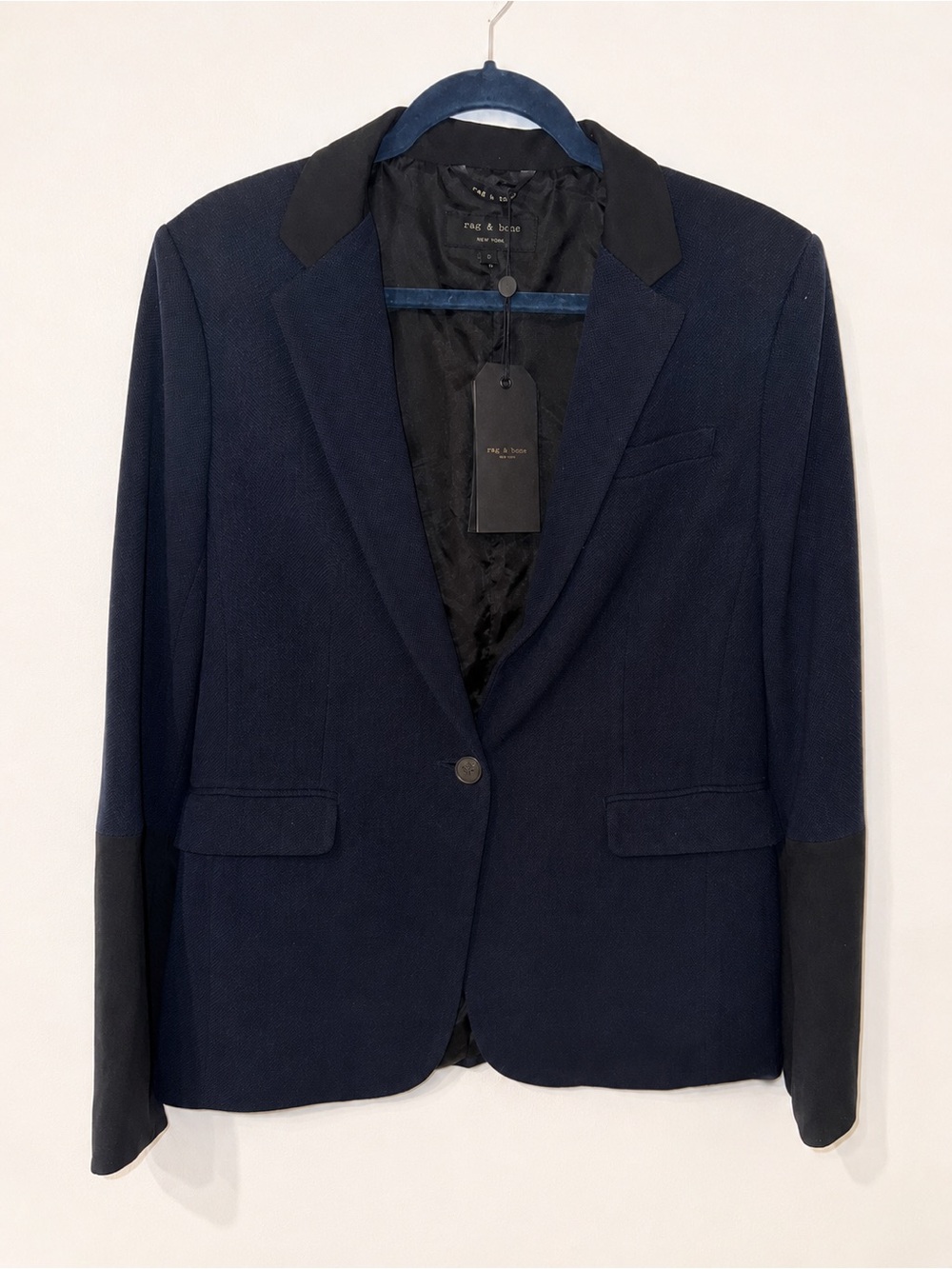 Rag & Bone Navy Happy Hour Blazer Color Block Navy / Black Size 12 NWT